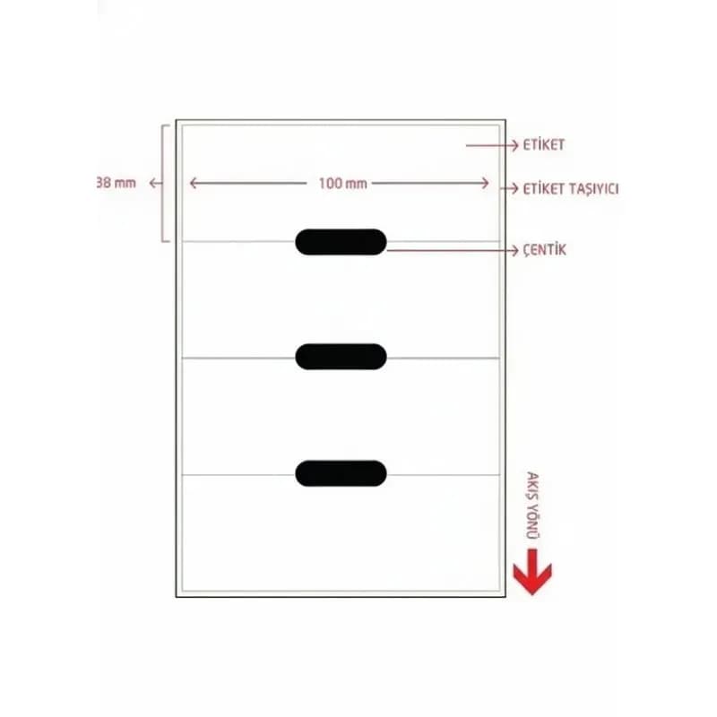 ETİKET KARTON ÇENTİKLİ 100 x 38  - 350 SARIM