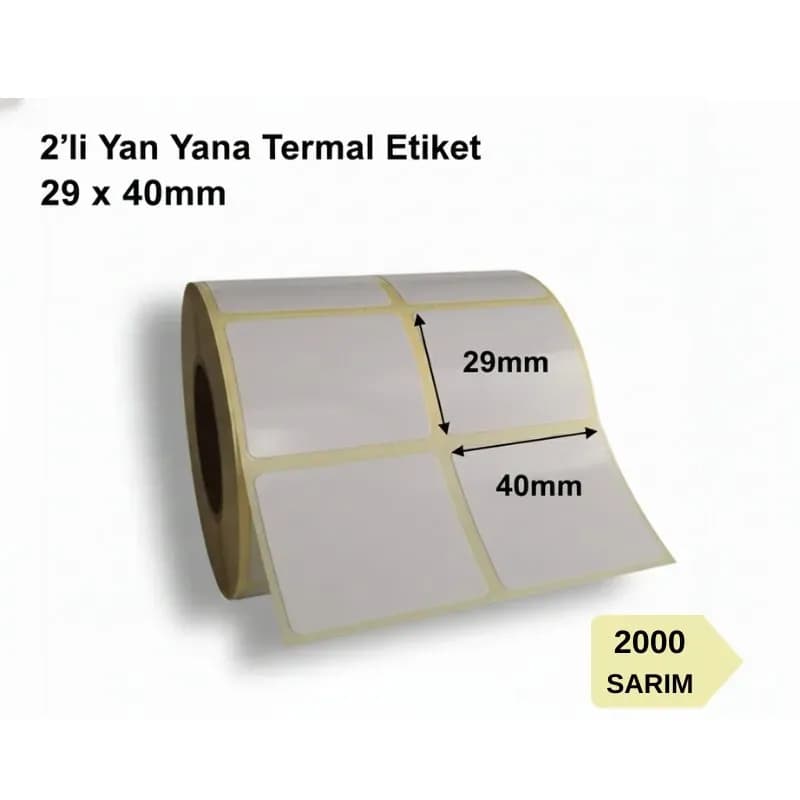 ETİKET TERMAL 2'Lİ YANYANA 29 X 40 - 2000 SARIM