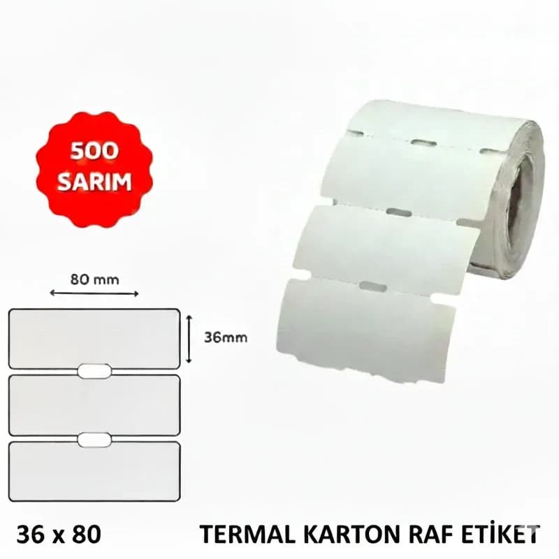 ETİKET TERMAL KARTON 36 X 80 - 500 SARIM